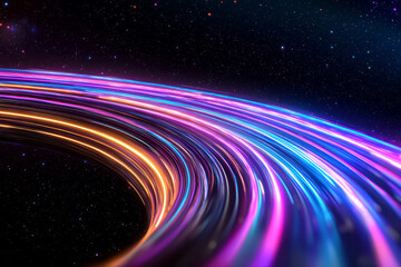 Poster - A powerful display of bright digital trails crossing paths at high velocity, with sparkling specks