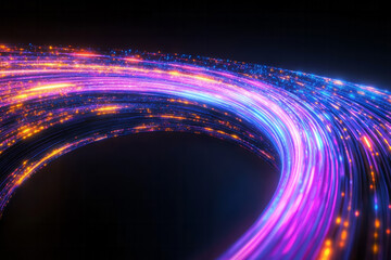 Poster - A powerful abstract scene of radiant light trails converging at a central point, creating a