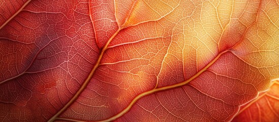 Poster - Vibrant close-up of autumn maple leaves showcasing intricate textures and warm hues of red and orange.