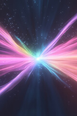 Poster - A mesmerizing abstract explosion of vivid light lines meeting centrally, with soft, fluid