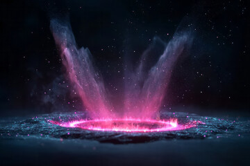 Poster - A surreal, high-impact view of neon-like rays converging at an intense hotspot, rendered in smooth