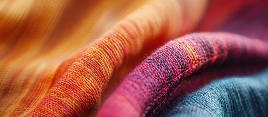 Poster - Close up of vibrant fabric texture showcasing rich colors and intricate patterns ideal for textile design and background applications.