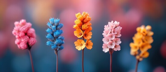 Poster - Colorful bouquet of dried flowers showcasing a vibrant mix of hues and textures in a soft-focus background for a decorative touch.