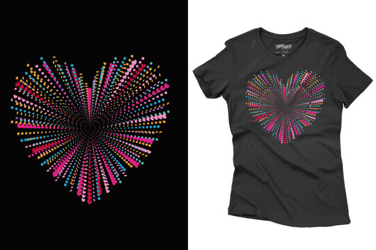Valentine's Day T-Shirt Design Illustration With Heart Shape For Print, Poster, Card, Mug, Bag, And Invitation.