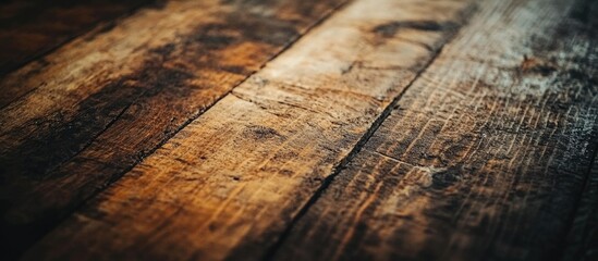 Poster - Rustic brown wood table texture featuring a wooden background with aged boards, ideal for wallpaper or design projects.