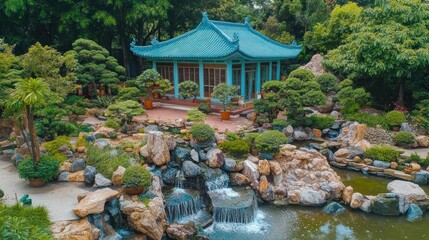 Wall Mural - Asian Garden Pavilion By Pond, Travel Destination, Tourism