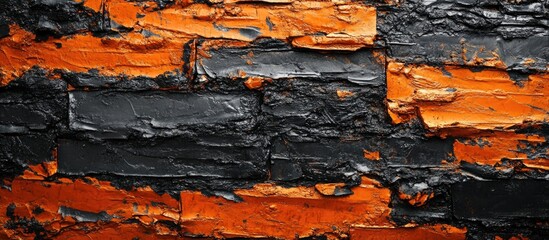 Poster - Textured Brick Wall in Bold Orange and Black Colors for Creative Design and Architectural Inspiration