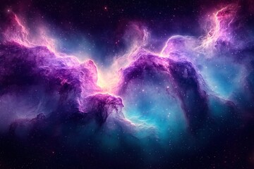 Wall Mural - Vibrant Cosmic Nebula and Stars in a Mystical Universe Background