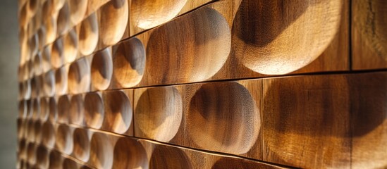 Aufkleber - Textured brown wood wall featuring unique natural patterns and curves, ideal for interior design and architecture backgrounds.