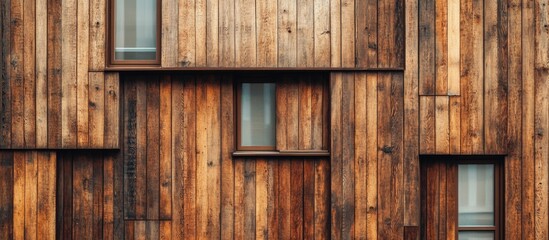 Aufkleber - Natural brown wood texture background featuring rustic wooden planks with a mix of colors and grain details for interior design aesthetics.