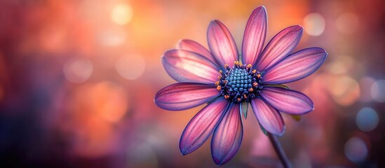 Poster - Vibrant close-up of a colorful flower against a blurred background showcasing rich hues and delicate textures in a captivating composition