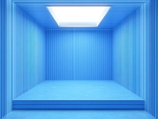 Poster - Minimalist Blue Room Interior Design 3D Rendering Empty Space