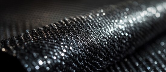 Poster - Elegant close-up of smooth black fabric highlighting its reflective texture and subtle lighting for a sophisticated and sleek aesthetic.