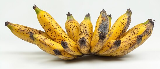 Aufkleber - Aromatic ripe bananas with speckles arranged artistically isolated on a white background for culinary or health-related visuals