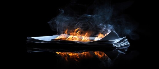 Leinwandbilder - Glowing Edge of Burning Paper with Smoke on Dark Background Artistic Fire and Flame Concept