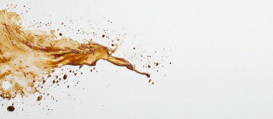 Leinwandbilder - Coffee splash stains on a clean white background creating an abstract minimalistic design for modern artwork or advertising concepts.