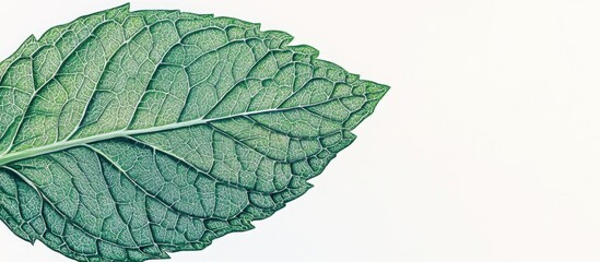 Poster - Detailed close-up of mint leaves showcasing intricate patterns and textures against a soft background. Perfect for nature and botanical themes.