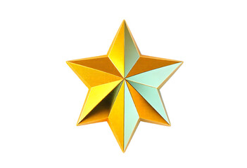 Poster - Golden Christmas Star isolated on white Background. Christmas decoration of gold metallic color. Shiny Gold Star