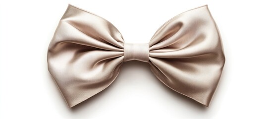 Aufkleber - Elegant satin bow ribbon in soft beige color isolated on a clean white background perfect for gift wrapping or decoration themes.