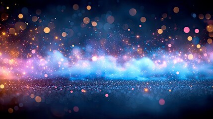 Wall Mural - luminous dreamscape: a cosmic ballet of light, glitter, and vibrant hues. an ethereal journey into a