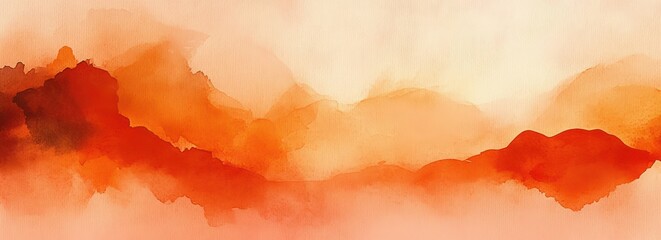 Poster - Orange Watercolor Abstract Background Texture Autumn Design Warm Light Fluid Shapes
