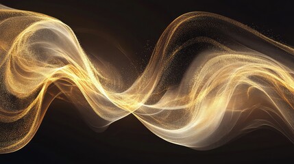 Poster - Golden particles and light trails swirling into an abstract vortex, creating a dynamic design that reflects energy, technology, and futuristic aesthetics.