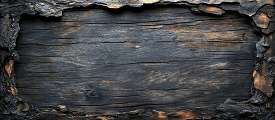 Aufkleber - Burnt wooden backdrop with a charred frame suitable for adding text or graphics in a creative design or advertising project.