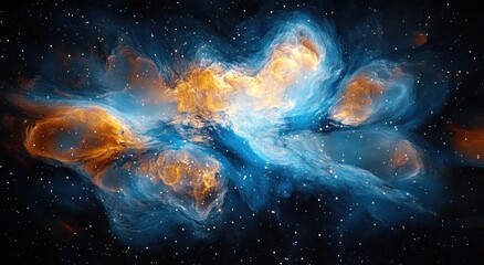 Wall Mural - Vibrant Cosmic Nebula with Stars in Abstract Expressionism