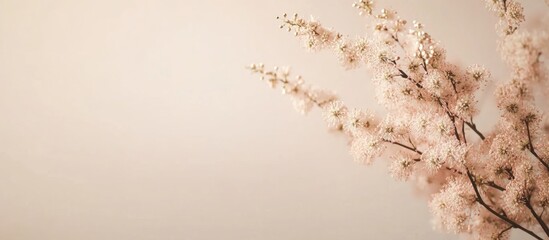 Poster - Mimosa branch on light background for greeting card mockup ideal for Mother's Day or International Women's Day celebrations