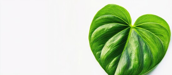 Poster - Close up view of lush green heart leaf philodendron leaf isolated on a clean white background for botanical and interior design themes