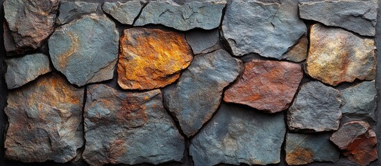 Poster - Textured stone background featuring a harmonious blend of various colored stones for versatile design and artistic projects.