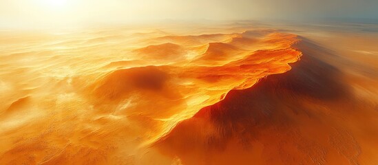 Aufkleber - Aerial view of symmetrical abstract landscapes in the deserts of Africa showcasing warm tones and ethereal textures in golden light