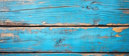 Poster - Antique wooden texture in vibrant blue with natural imperfections and empty space for text or graphic design elements