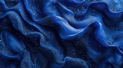 Fototapete - Abstract close-up of fluid blue microparticles creating a dynamic texture with shimmer and empty space for overlaying text or graphics