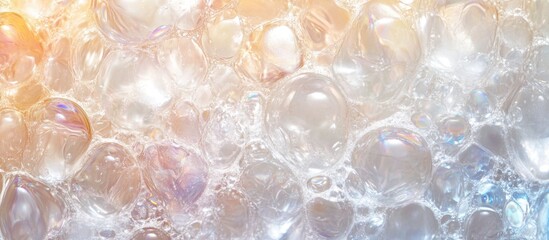 Aufkleber - Translucent bubble gel texture with iridescent highlights creating a vibrant and reflective surface for abstract backgrounds or designs.