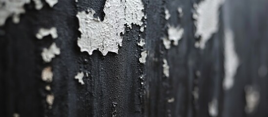 Fototapete - Close up of textured black metal with white abrasions showcasing intricate surface irregularities and artistic patterns in a weathered design.