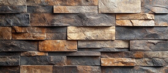 Aufkleber - Textured stone wall with earthy tones suitable for backgrounds and architectural design projects