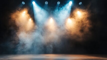 Poster - Stage spotlight with smoke effects creating an atmospheric backdrop featuring empty space for text or promotional content.