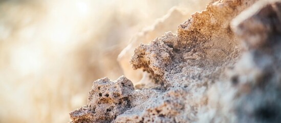 Poster - Weathered rock close-up showcasing intricate erosion patterns and textures reflecting natural geological processes.