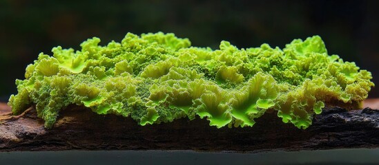 Poster - lush green moss texture on stone surface illuminated by soft lighting showcasing natural beauty and 
