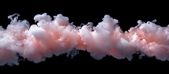 Fototapete - Floating pink smoke clouds on a black background creating a mystical and artistic atmosphere for creative design projects