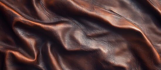 Poster - Detailed dark brown leather texture with folds and wrinkles showcasing a rich, vintage appearance suitable for design backgrounds.