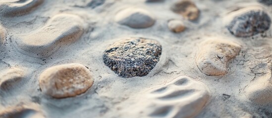 Poster - Close up of textured concrete surface featuring smooth stones ideal for construction and decorative purposes