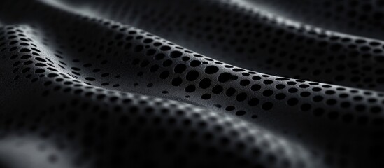 Poster - Textured black fabric with perforated design showcasing ripples and depth for elegant design and background use.