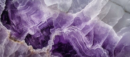 Poster - Textured purple Spanish fluorite stone close up on gray background showcasing natural geological patterns and colors in mineral formations