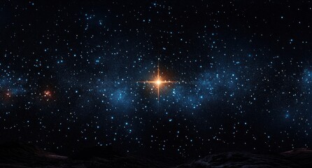 Wall Mural - Starry Night Sky Cosmos with Bright Stars and Nebulae in a Majestic Galaxy