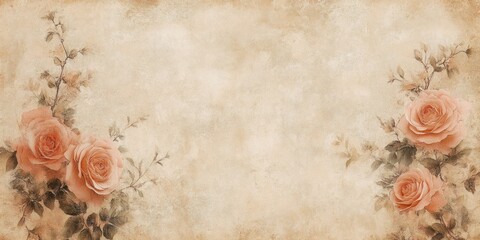 Poster - Vintage Floral Wallpaper Design Soft Pastel Colors Elegant Texture Victorian Style