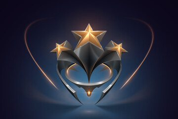 Wall Mural - golden stars with light effects