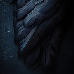 Wall Mural - Black feather texture on dark background with a delicate and soft appearance showcasing elegance and simplicity