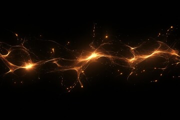 Fototapete - Scientific depiction of the brain and nervous system with glowing neuron pathways and electrical pulses observed in dark setting. Generative AI